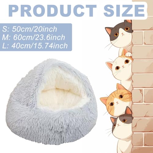 Katzenbett mit Kapuze, rund, grau 2 Katzenbett mit Kapuze, rund, grau - Image 2