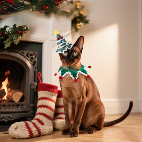 Weihnachtsmann Katzenschal, gestrickte Halskette, Lätzchen 4 Weihnachtsmann Katzenschal, gestrickte Halskette, Lätzchen - Image 4