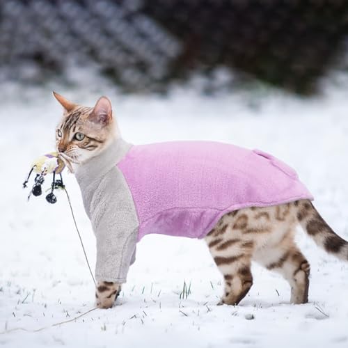 Katzen Rollkragenpullover Fleecejacke Lila L 5 Katzen Rollkragenpullover Fleecejacke Lila L - Image 5