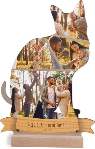 Personalisierte Katzenfoto Holzbild Geschenk